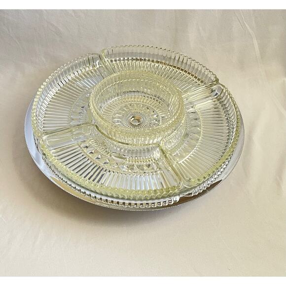 Vintage Lazy Susan Heritage House Kromax Glass - Picture 1 of 7